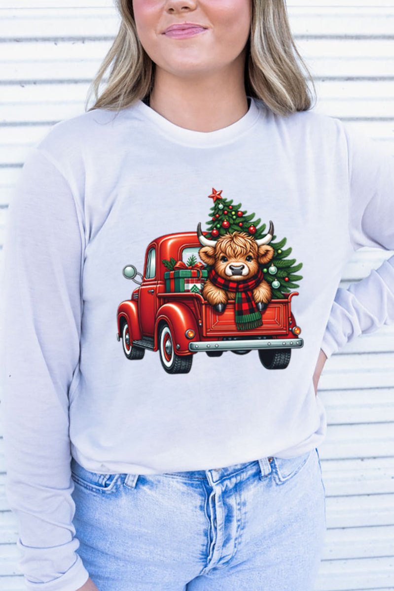 Cowbell Truck Christmas Adult Soft - Tek Blend Long Sleeve Tee - Wholesale Accessory Market