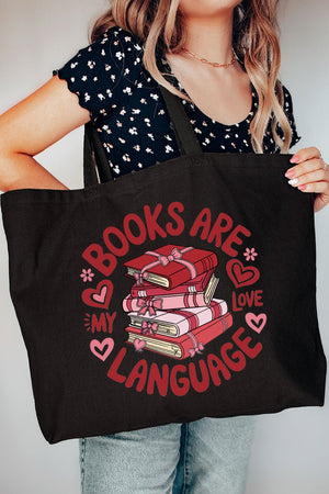 Books Are My Love Language Canvas Jumbo Tote - Wholesale Accessory Market