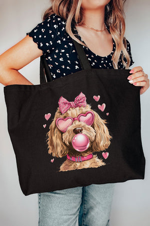 Doodle Dog Hearts Canvas Jumbo Tote - Wholesale Accessory Market