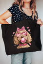 Doodle Dog Hearts Canvas Jumbo Tote - Wholesale Accessory Market