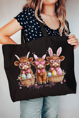 Hoppy Highland Easter Canvas Jumbo Tote - Wholesale Accessory Market