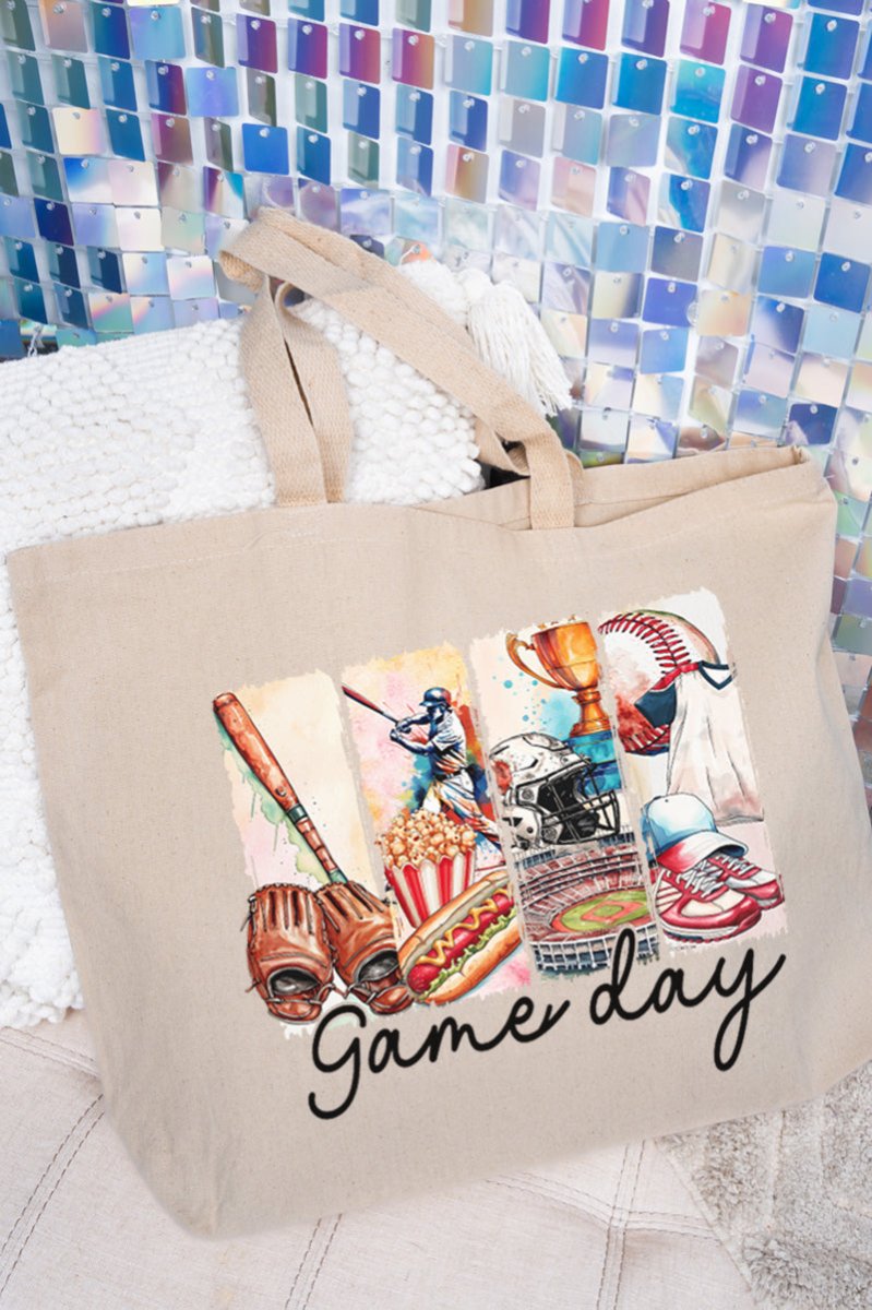 Retro Baseball Game Day Canvas Jumbo Tote - Wholesale Accessory Market