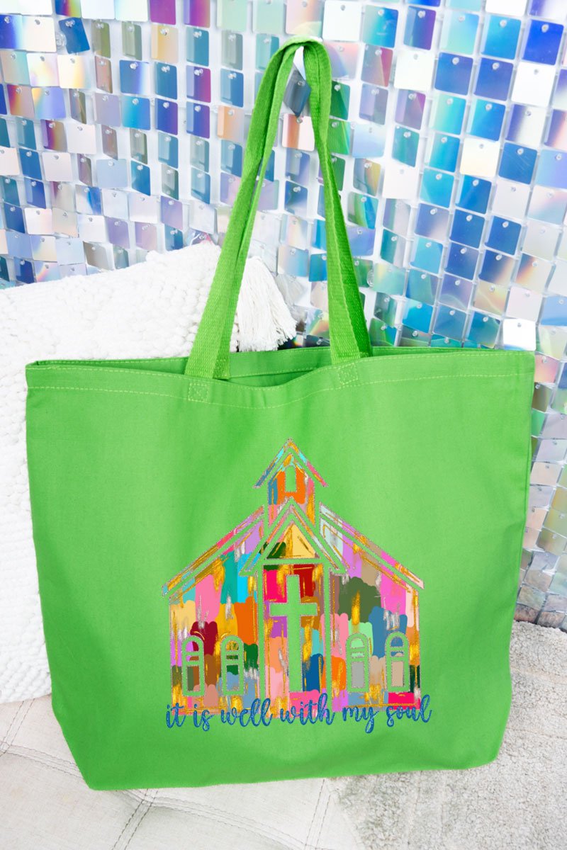 Brushed Colorful It Is Well With My Soul Canvas Jumbo Tote | Wholesale  Accessory Market