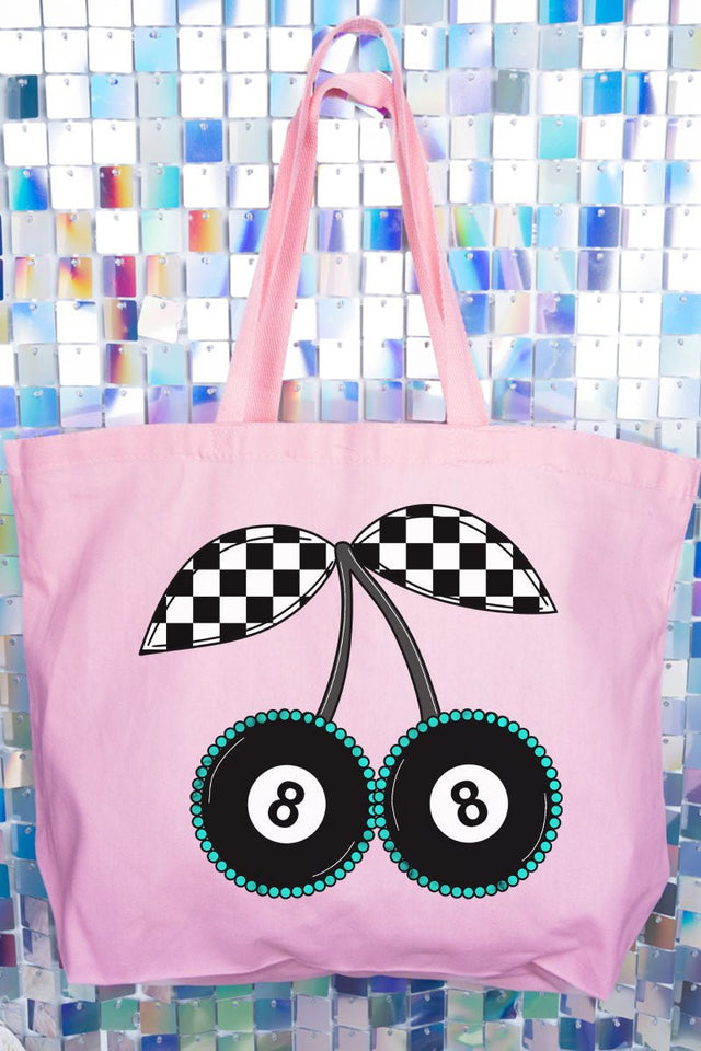 Checkered Cherries Canvas Jumbo Tote - Wholesale Accessory Market