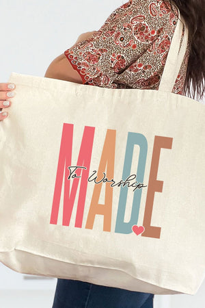 Colorblock Made To Worship Canvas Jumbo Tote - Wholesale Accessory Market