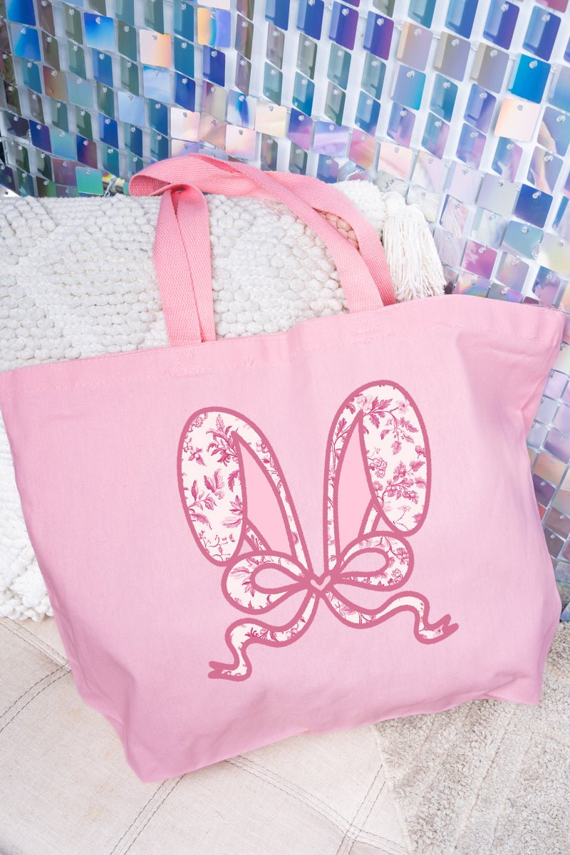 Mauve Chinoiserie Bunny Ears Canvas Jumbo Tote - Wholesale Accessory Market