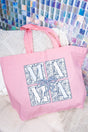 Preppy Blue Mama Canvas Jumbo Tote - Wholesale Accessory Market