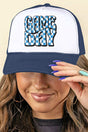 Blue Checkered Game Day Foam Mesh Back Trucker Cap - Wholesale Accessory Market