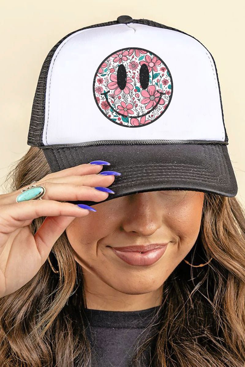 Daisy Flower Smile Foam Mesh Back Trucker Cap - Wholesale Accessory Market