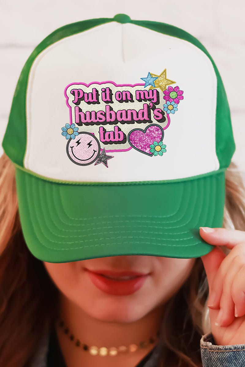 Faux Patch Husband's Tab Transfer Foam Mesh Back Trucker Cap - Wholesale Accessory Market