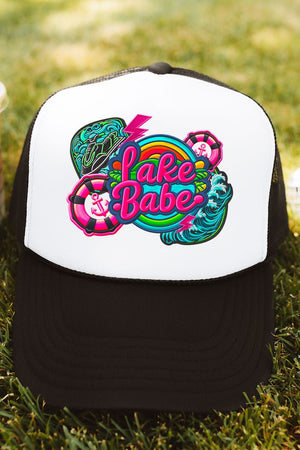 Faux Patch Lake Babe Transfer Foam Mesh Back Trucker Cap - Wholesale Accessory Market