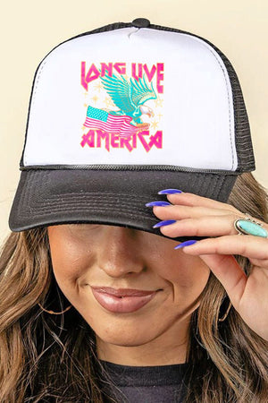 Pink Long Live America Foam Mesh Back Trucker Cap - Wholesale Accessory Market