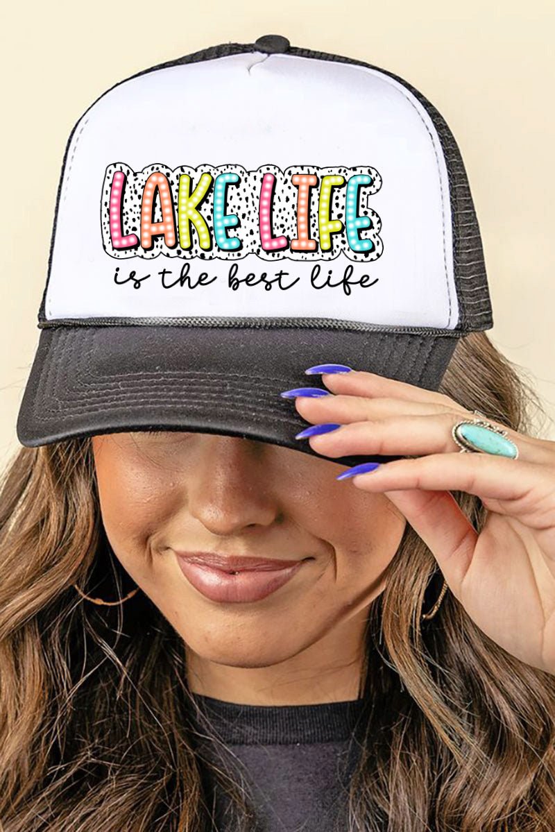 Dalmatian Dots Lake Life Is The Best Life Foam Mesh Back Trucker Cap - Wholesale Accessory Market