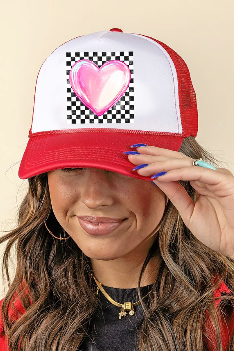 Bubble Heart Retro Foam Mesh Back Trucker Cap - Wholesale Accessory Market