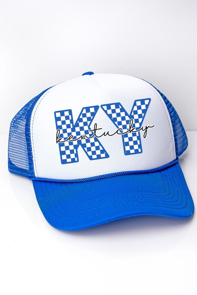 Kentucky Checkered Foam Mesh Back Trucker Cap - Wholesale Accessory Market