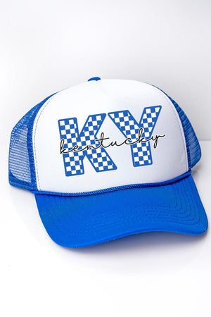 Kentucky Checkered Foam Mesh Back Trucker Cap - Wholesale Accessory Market