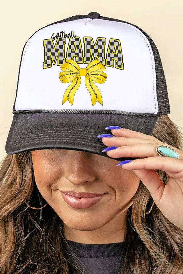 Softball Checkered Mama Foam Mesh Back Trucker Cap - Wholesale Accessory Market