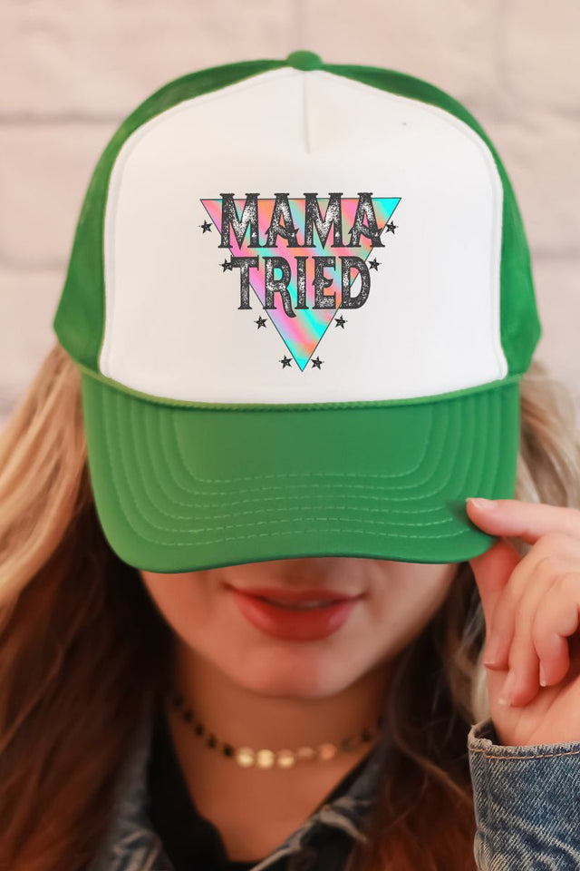 Mama Tried Watercolor Foam Mesh Back Trucker Cap - Wholesale Accessory Market