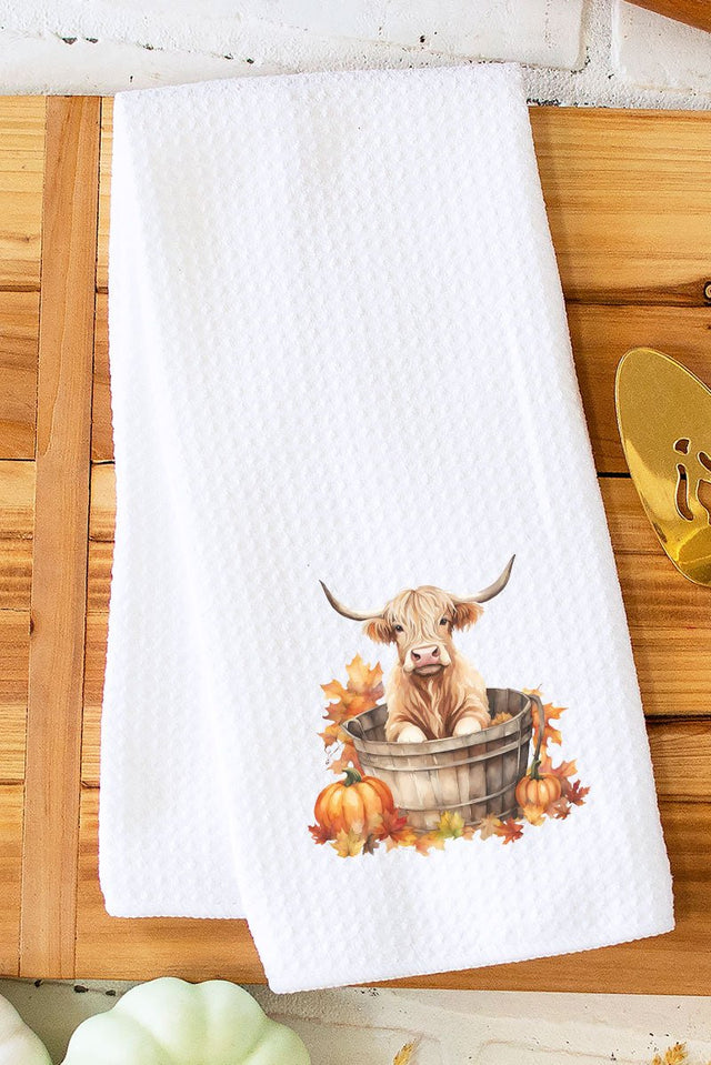 Autumn Highland Cow Waffle Kitchen Towel - Wholesale Accessory Market