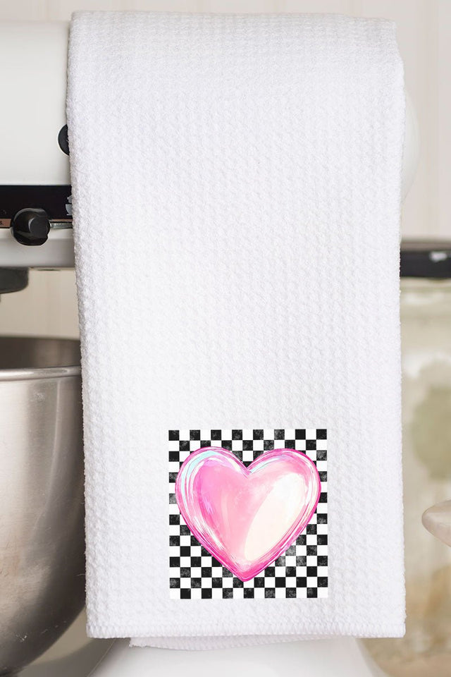 Bubble Heart Retro Waffle Kitchen Towel - Wholesale Accessory Market