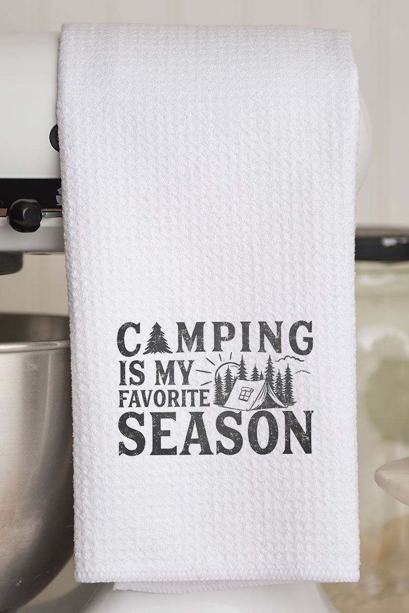 Camping Is My Favorite Season Waffle Kitchen Towel - Wholesale Accessory Market