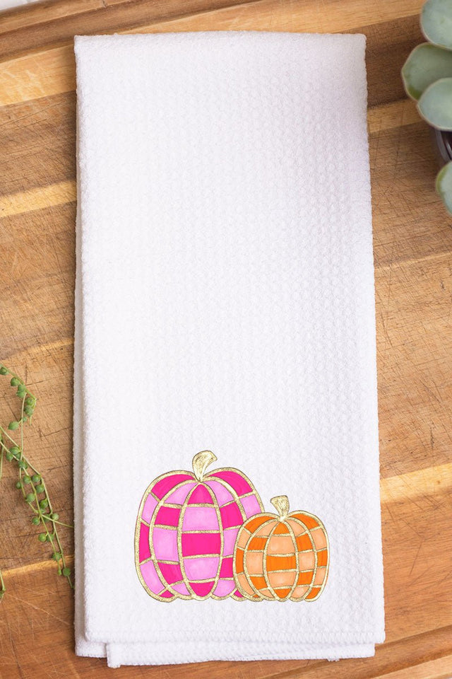 Check Us Out Pumpkins Waffle Kitchen Towel - Wholesale Accessory Market