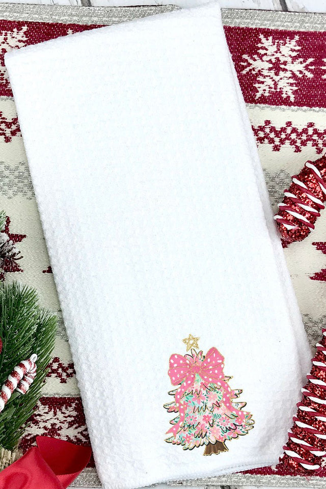 Christmas Tree Preppy Blossom Waffle Kitchen Towel - Wholesale Accessory Market