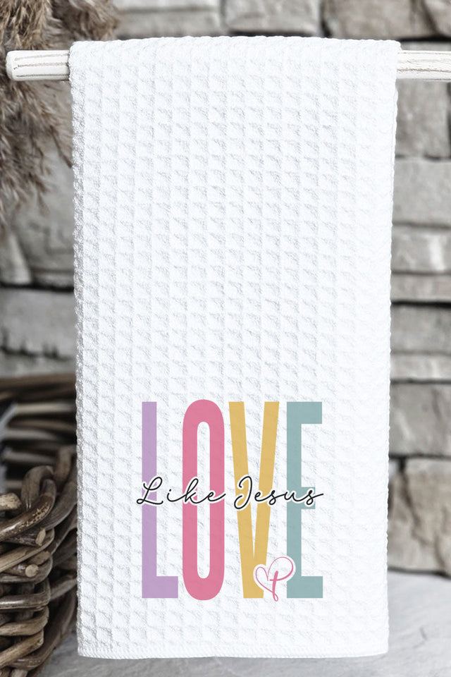 Colorblock Love Like Jesus Waffle Kitchen Towel - Wholesale Accessory Market