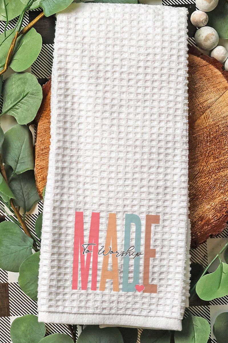 Colorblock Made To Worship Waffle Kitchen Towel - Wholesale Accessory Market