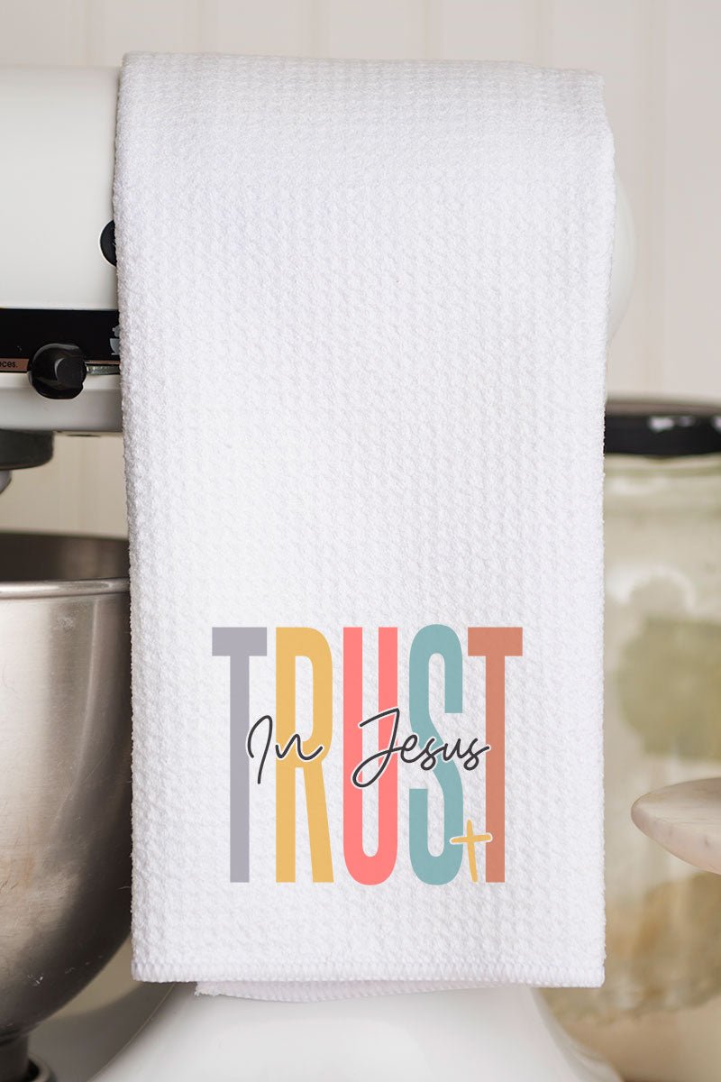 Colorblock Trust In Jesus Waffle Kitchen Towel - Wholesale Accessory Market