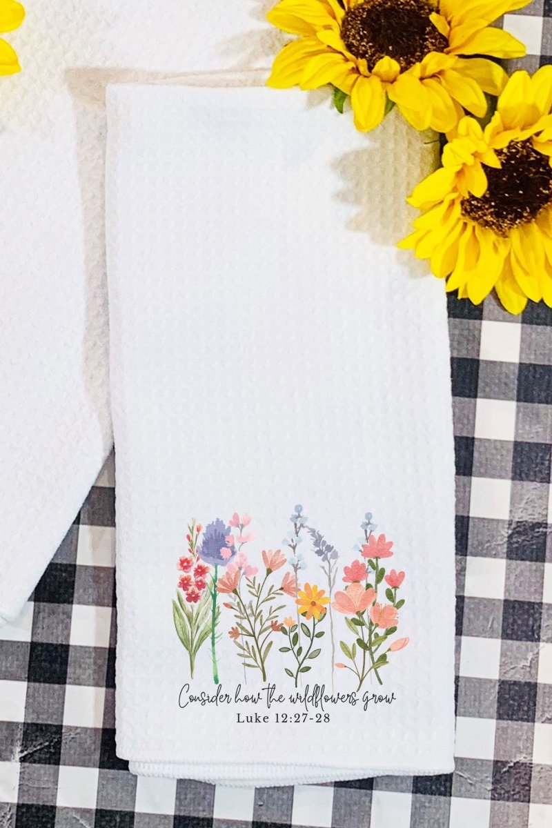 Consider How The Wildflowers Grow Waffle Kitchen Towel - Wholesale Accessory Market