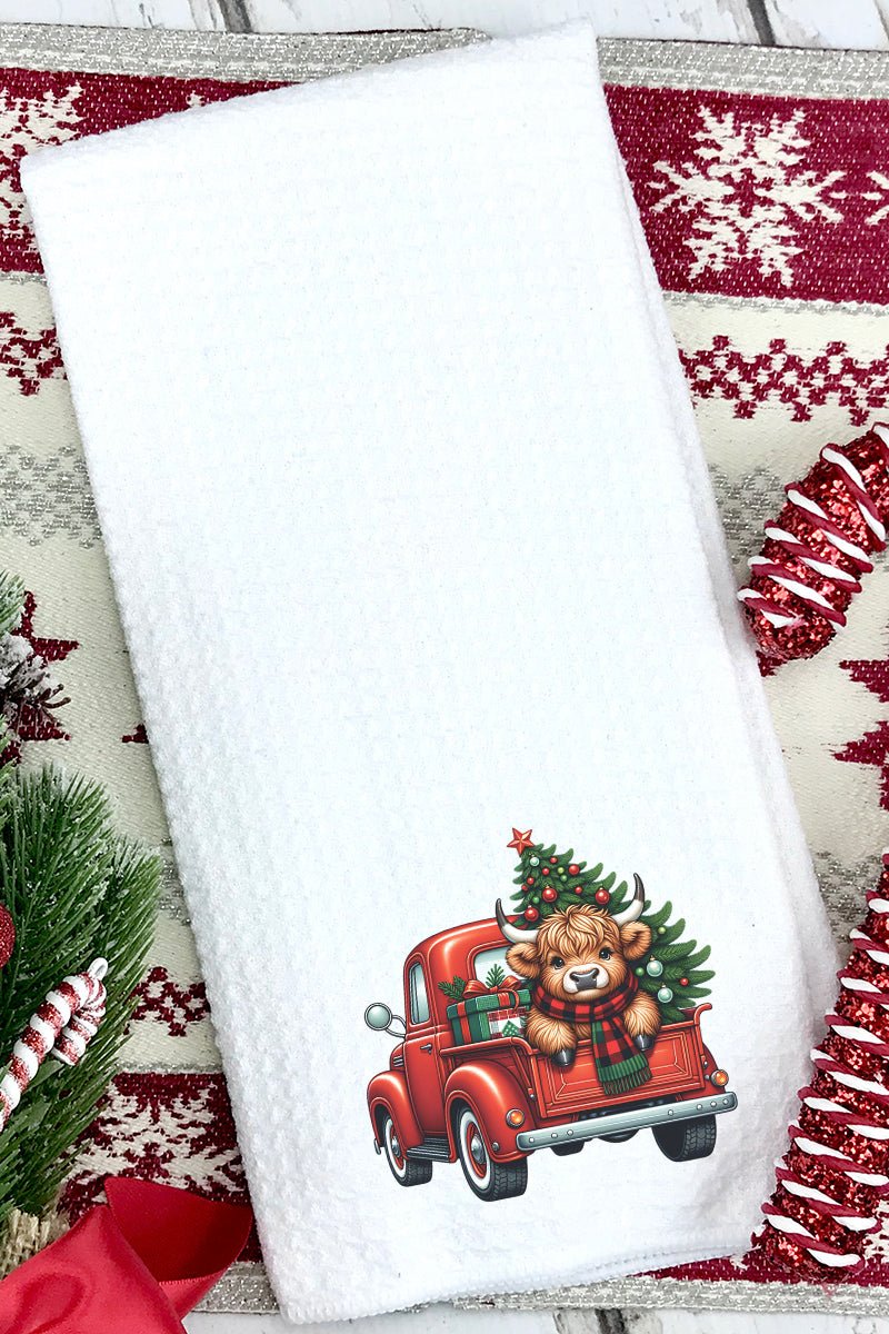 Cowbell Truck Christmas Waffle Kitchen Towel - Wholesale Accessory Market