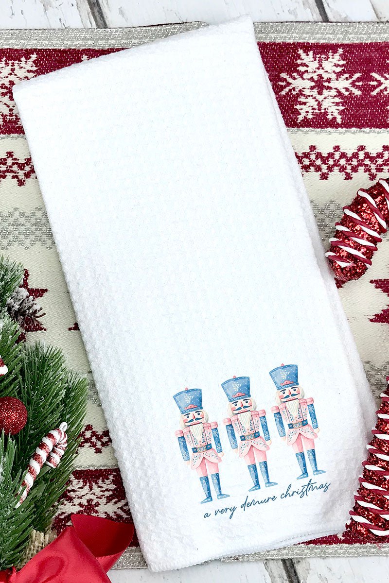 Demure Christmas Nutcracker Waffle Kitchen Towel - Wholesale Accessory Market