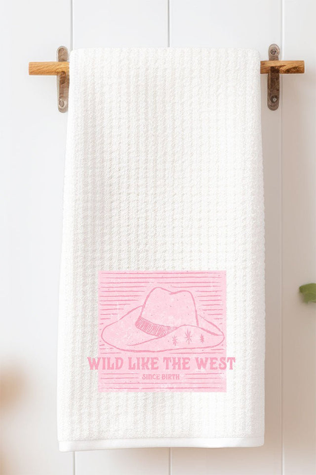 Distressed Pink Wild West Waffle Kitchen Towel - Wholesale Accessory Market