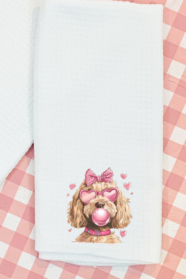 Doodle Dog Hearts Waffle Kitchen Towel - Wholesale Accessory Market