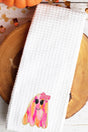 Faux Glitter Girly Ghost Waffle Kitchen Towel - Wholesale Accessory Market