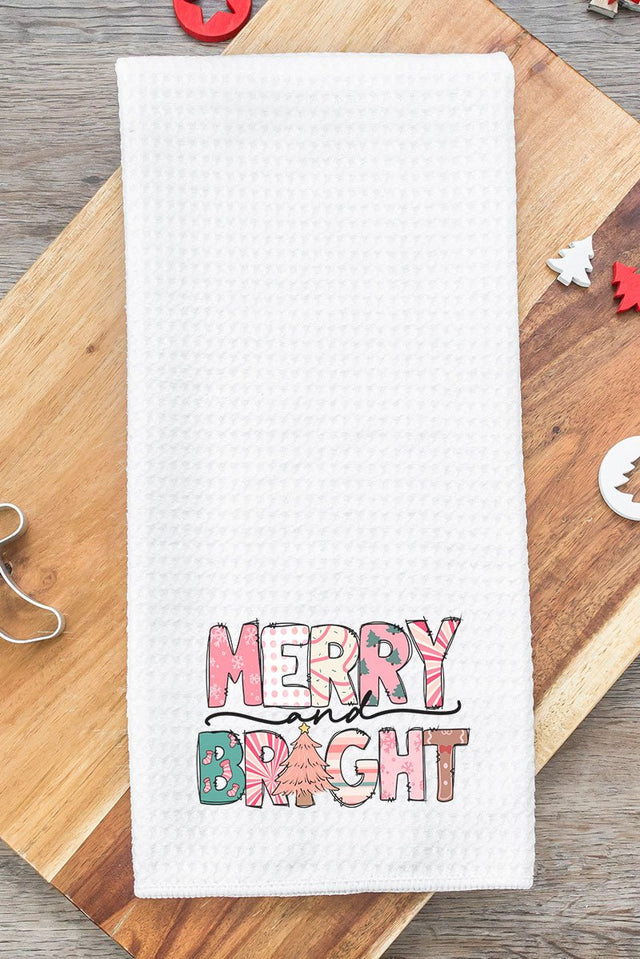 Festive Merry and Bright Waffle Kitchen Towel - Wholesale Accessory Market