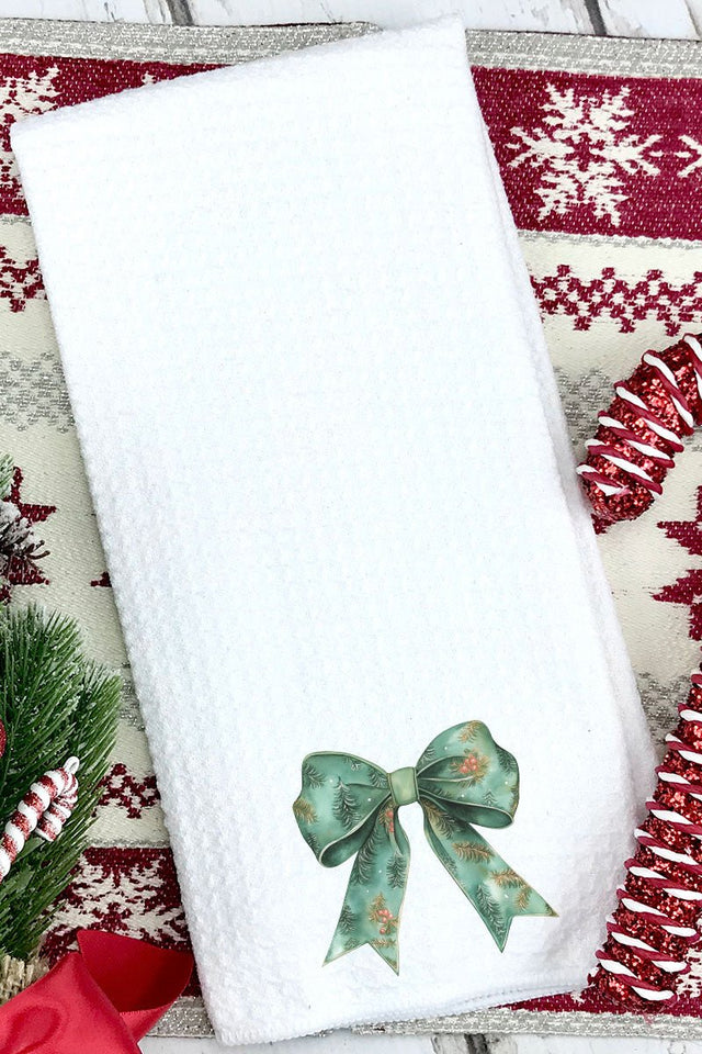 Garland Green Coquette Bow Waffle Kitchen Towel - Wholesale Accessory Market