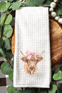 Highland Cow Bows Waffle Kitchen Towel - Wholesale Accessory Market