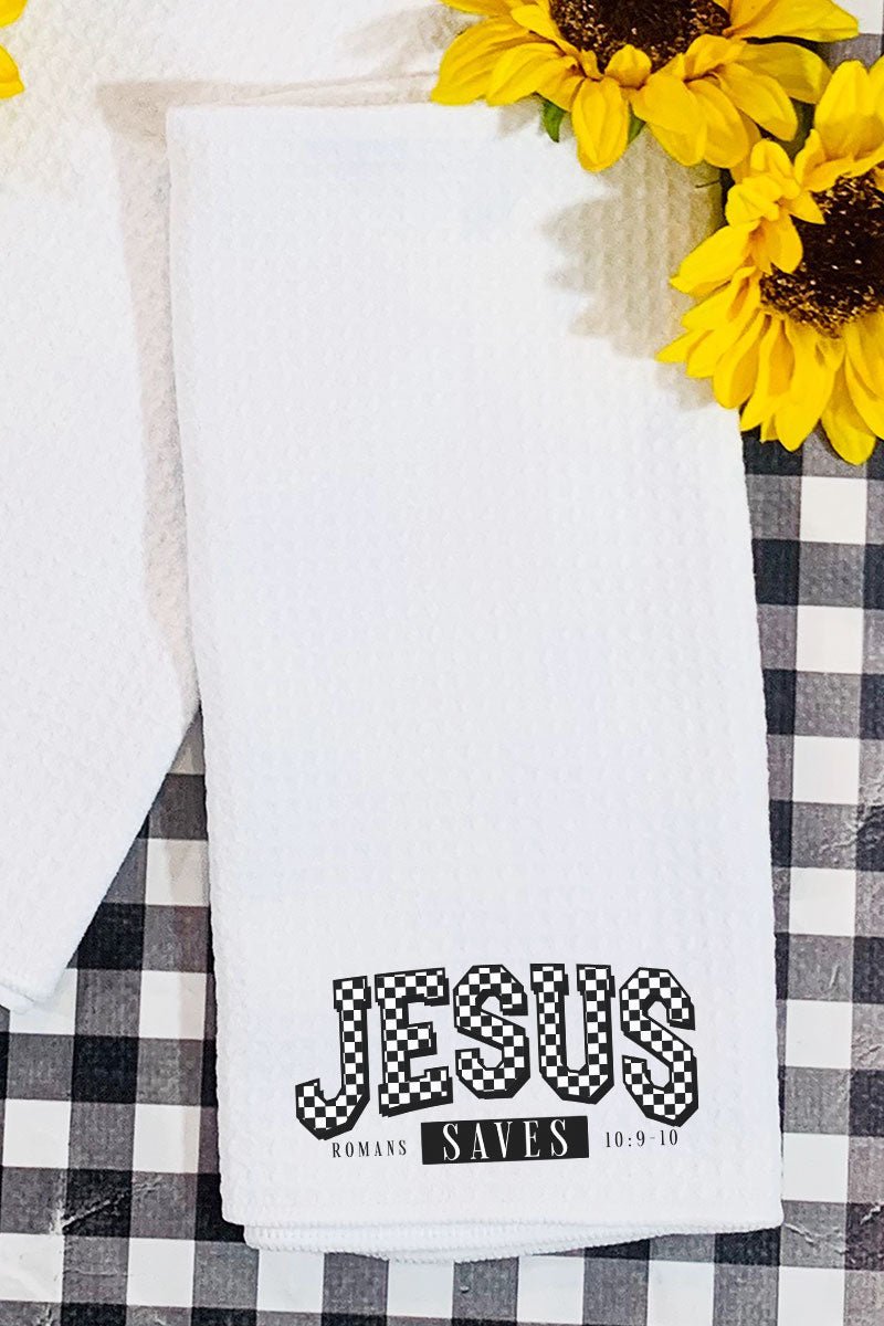 Jesus Saves Waffle Kitchen Towel - Wholesale Accessory Market