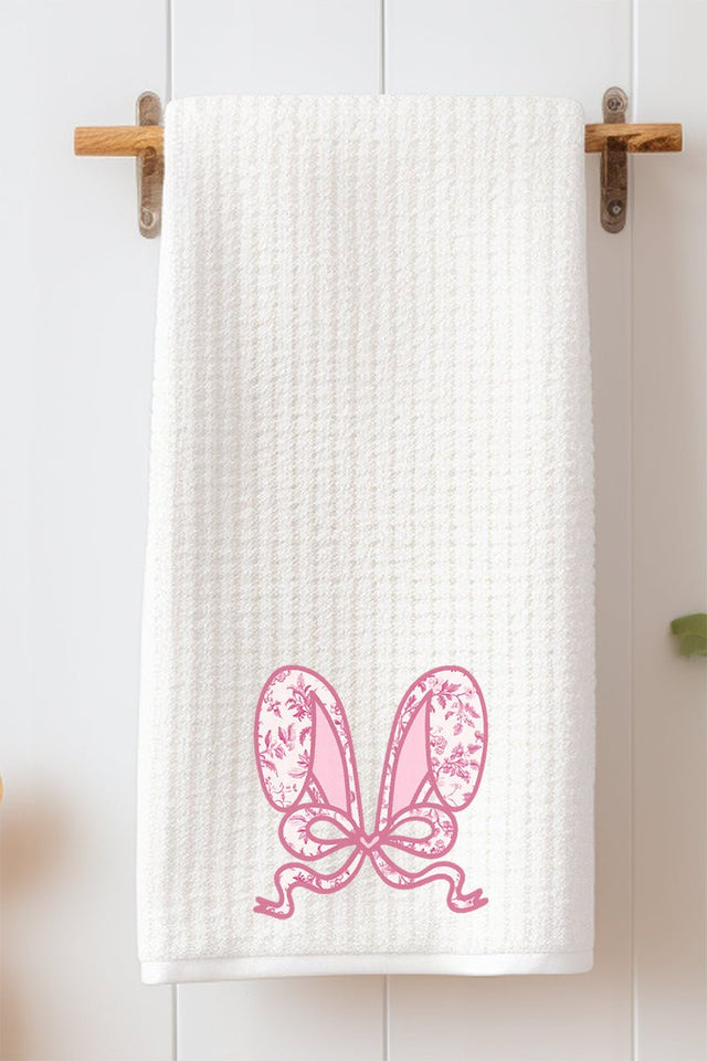 Mauve Chinoiserie Bunny Ears Waffle Kitchen Towel - Wholesale Accessory Market