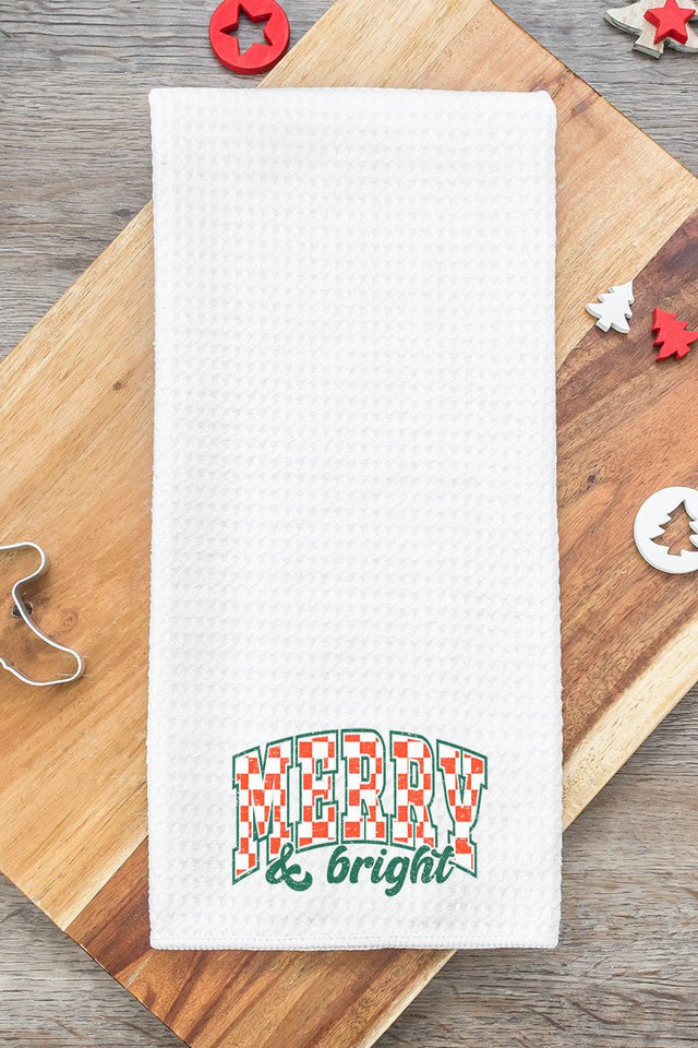 Merry And Bright Checkered Waffle Kitchen Towel - Wholesale Accessory Market