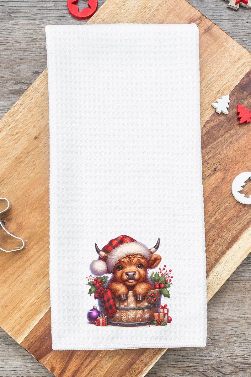 Mooey Christmas Bucket Waffle Kitchen Towel - Wholesale Accessory Market