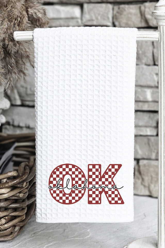 Oklahoma Checkered Waffle Kitchen Towel - Wholesale Accessory Market