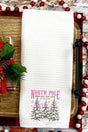 Pink North Pole Christmas Tree Farm Waffle Kitchen Towel - Wholesale Accessory Market