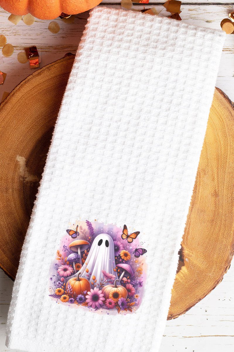 Purple Boho Boo Waffle Kitchen Towel - Wholesale Accessory Market