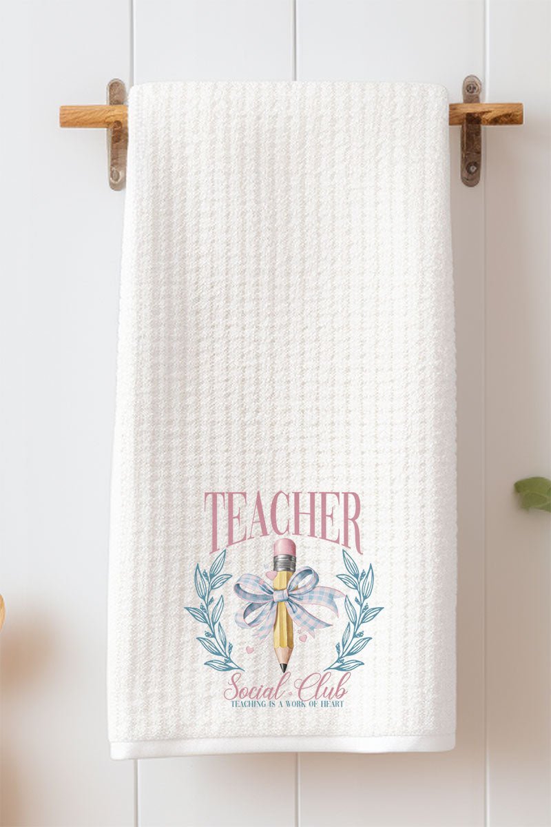 Teacher Social Club Waffle Kitchen Towel - Wholesale Accessory Market