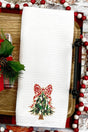 Traditional Glitzy Christmas Tree Waffle Kitchen Towel - Wholesale Accessory Market