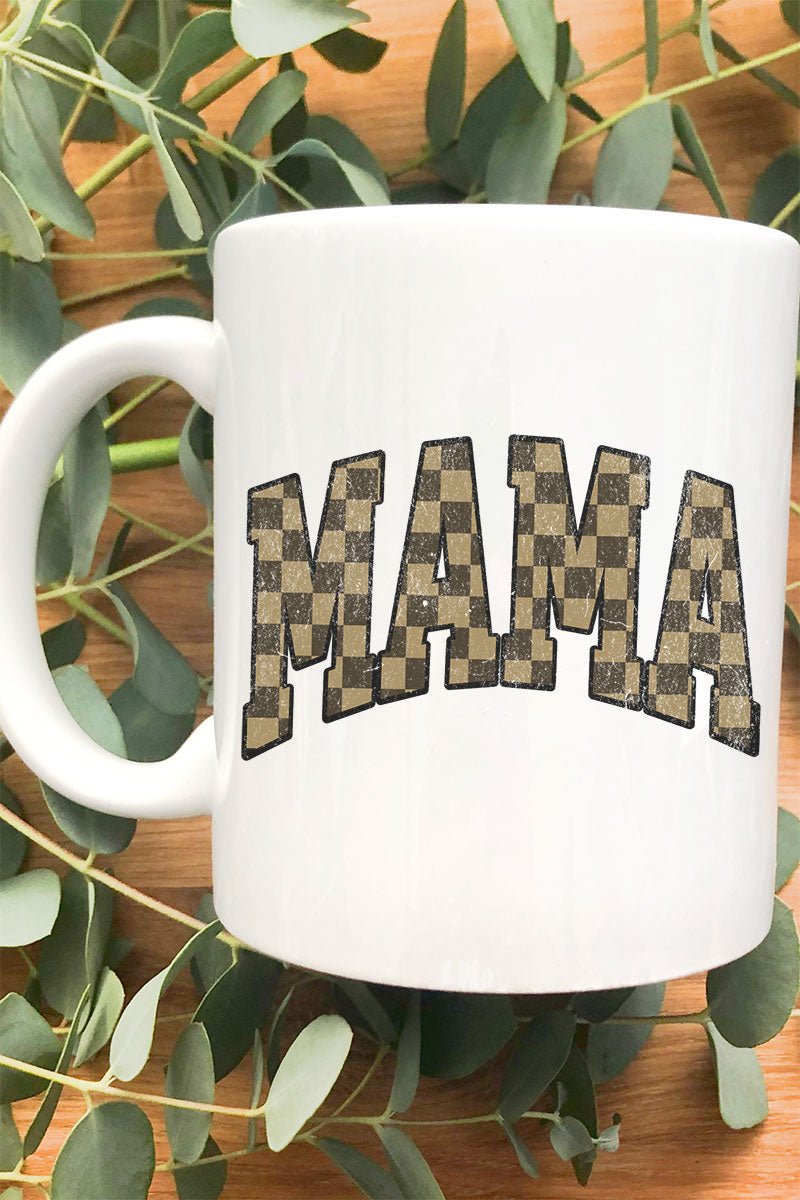 Brown Checkered Mama Ceramic Mug - Wholesale Accessory Market