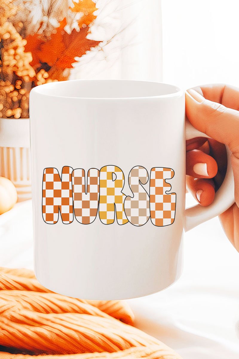 Checkered Autumn Nurse Ceramic Mug - Wholesale Accessory Market